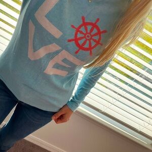 Bass 100% Cotton thin Blue sweater size S Love